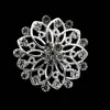 Broches et épingles de Corsage à fleurs rondes en cristal plaqué argent blanc brillant de 1.25 pouces