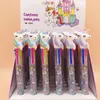 Cartoon Unicorn Pen Retrátil Kawaii Rainbow Gel Shuttle Ballpoint Canetas Penas de Tinta Líquida Suprimentos Presentes do Escritório Crianças Papelaria 6-Color-em-1