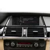 탄소 섬유 수리 자동차 인테리어 AC CD 탐색 제어판 에어컨 콘센트 BMW E70 E71 X5 X6 장식 프레임 커버 트림