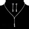 Bling Crystal Birdal Jewelry Set Posrebrzane Naszyjnik Diament Kolczyki Zestawy Biżuteria Ślubne Dla Panny Młodej Druhna Akcesoria Kobiet