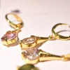Venda quente colorido pedra de cristal brincos de gota para as mulheres da cor do ouro clipe de cristal oscila brincos para mulheres meninas presente jóias moda