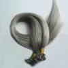 Wskazówka Human Hair Extensions 200g / Lot Pre Bonded Human Hair Extension Grey 200s Remy Keratyn EUROPEJSKI WŁOSY NA KAPSULE