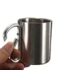 220 ml Outdoor Edelstahl Kaffeebecher Reise Camping Tasse Karabiner Aluminium Haken Doppel Weinglas