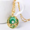 14K guld halsband smaragd pendants för kvinnlig lyx colgante de 925 mujer gröna jade smaragd pendant topaz ädelsten halsband cx200611