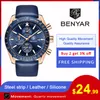 Benyar New Men Watch Business Full Steel Quartz 최고 브랜드 럭셔리 캐주얼 방수 스포츠 남성 손목 시계 relogio masculino