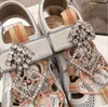 클래식 샌들 반짝이는 다이아몬드 여름 여름 여성 유니탄 샌들 라인트 톤 정품 가죽 섹시한 편안한 TPU 신발