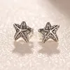 Real 925 Sterling Silver Starfish Studd Brincos Caixa Original para Pandora CZ Diamante Mulheres Meninas Brinco Conjunto