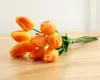 21pcs /Lot Pu Fake Artificial Flower Bouquet Real Touch Silk Tulip Flowers For Party Wedding Home Decoration Flower GB1032