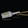 Hip Hop Męskie 18k Gold Full Diamond Whisky Butelka Łańcuch Naszyjnik Spersonalizowany Mrożone Out CZ CURONIO Cyrkon Biżuteria Prezenty dla facetów dla facetów