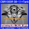 Bodys +Tank For HONDA CBR 1000RR CBR 1000 RR 2008 2009 2010 2011 277HM.36 CBR1000 RR 08 10 11 CBR1000RR 08 09 10 11 Red silvery hot Fairing