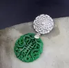 Cinese Imperiale Sigillo di Giada Squisito Intagliato Verde Giada Donne Collane 100% 925 Gioielli Etnici In Argento Sterling Per Le Donne Sp11