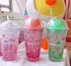 The latest 15.2OZ and 17OZ Drinkware summer crushed ice straw cups plastic cold storage with lids, food-grade materials, support for custom logo