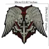 Large Embroidery Skull Wings Sword Patches Iron on Motorcycle Biker Badge Vest Jacket Back Applique 1piece