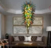 Longue et grande taille lustre en verre soufflé coloré hall de l'hôtel lampes suspendues décoratives à économie d'énergie