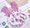 In Stock 100% Cotton INS Baby Boy Girl Rompers Children INS Cartoon Flower Flying Sleeve Triangle Romper Baby Clothes Free Ship BY0826