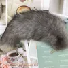 40cm/16"- Long Real Silver Blue Fox Fur Tail Keychians Cosplay Toy Keyrings Car KeyChain Bag Charm Tassels