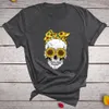 Drôle crâne Punk t-shirt femmes mode décontracté à manches courtes soleil fleurs t-shirts Chemise Femme hauts Mujer Verano taille S-2XL