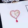 Coreano nova tendência em forma de coração broche feminino bonito temperamento feminino selvagem 18k banhado a ouro zircão broche presente dos namorados broche jóias