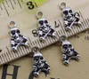 Wholesale 100pcs Ghost skull Alloy Charms Pendant Retro Jewelry Making DIY Keychain Ancient Silver Pendant For Bracelet Earrings 13x8mm
