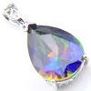 10 Pcs Acessories for Jewelry Rainbow Natural Mystic Topaz Pendants 925 Silver Women Crystal Zircon Necklaces Pendant Christmas Gift