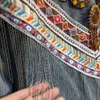 Boho inspirado denim jaqueta mulheres embelezado denim jaqueta casaco 2019 bohemian gypsy bomber jacke outwear feminino chaqueta