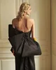 Elegant Evening Gowns Black Big Bow Strapless Prom Dress Jumpsuits Backless Floor Length Red Carpet Party Gown robes de mariée
