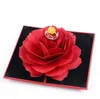 3D Rose Flower Ring Box Up Spinning Rings Holder Jewel Case Black Red Gold 12 6 5 1 8 CM Grace Marry Wedding Boxes241p