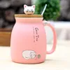 sesame cat heat-resistant cup color cartoon with lid cup kitten milk coffee ceramic mug children cups office gifts