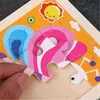 Simple Wooden Puzzle Jigsaw Cartoon Animal Vehicle Wood Toy for Kids Baby Early Puzzle early Educational Learning Toys Gift 20 color