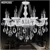 Chandeliers modernos iluminação interna branca elegante lâmpadas de pingente de vidro lobby lobby cristal lustres com 8 lumpressores MD801