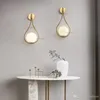 Creative Water Drop Wall Lamp Luxury Metal Sconce Lounge Foyer Aisle Stair Hotel Bar Cafe Bedside Milk White Globe Glass Light
