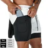 Hombres 2 en 1 pantalones cortos para correr jogging gimnasio entrenamiento físico secado rápido playa pantalones cortos masculino verano deportes entrenamiento fondos ropa1