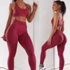 Yoga kläder sömlöst gymnastik Set Woman Sportswear 2 -stycken träning leggings vadderade sportbras kvinnor fitness slitage yoga sätter sport su9111118