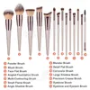 Neues 14-teiliges Bürsten-Set Kabuki Make-up-Pinsel Lidschatten-Puder Blending Contour Foundation Brush Augenbrauen-Wimpern-Schönheits-Kosmetik-Pinsel