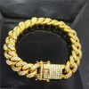 Chaînes à pendentifs à maillons cubains, bijoux hip-hop, diamant complet 18 carats, 12mm de large, bracelet à chaîne cubaine pour hommes 236H
