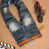 Marque Rétro Skinny Biker Jeans Droite Slim Ripped Jeans Marée Hommes Pantalon Hip Hop Élasticité Slim Denim Jeans Pantalon Homme