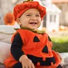 Halloween Baby Kinder Kürbis Fancy Ärmelloses Kleid mit Hut Cosplay Kostüm Party Kleidung für Junge Mädchen B883441311