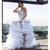201 Luxe Mariage Robes Organza Ruffles Gold Applique Entraîner une ligne Boho Robes de mariée Vestido de Novia