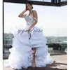 201 Luxury Wedding Dresses Organza Ruffles Gold Applique Sweep Train A Line Boho Bridal Gowns vestido de novia307T