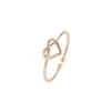 New Korean Cute Opening Twisted Knot band Heart Rings For Girl Minimalsit Rose Gold Silver Black Slim Love