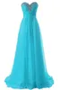 Custom Made Cheap Long Formal Dresses Sweetheart Flow Chiffon Summer Bridesmaid Formal Prom Party Dresses with Crystals