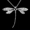 Fashion Charms 925 Sterling Silver CZ Dragonfly Women Pendant ketting voor pedant Clavicle Sweater sieraden Gift228H