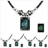 Lumineux 12 colliers de signe du zodiaque brillent dans le noir constellation obsidienne pendentif chaînes de corde en cuir pour femmes hommes bijoux en gros