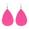 Multicolore géométrique goutte d'eau en cuir PU pendentif boucles d'oreilles larme oreille crochet imprimé Litchi Grain femmes mode goutte bijoux accessoire