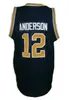 Basket Jerseys College Georgia Tech # 12 Kenny Anderson 7 Throwback Jersey Vintage Blue Stitched Broderi Anpassad storlek S-5XL