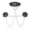 Bondage Choker Restriant Spiked Studs Punk Neck Collar Chain Leash Breast Cover Slave #R45