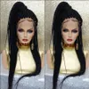 Parte GRATUITA PRETO / BROWN / OMBRE Color Micro Trança Lace Wigs Trançado Lace Front Wig Box Caixa Tranças Pretas Perucas Completas Sintéticas para Mulheres Negras