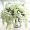 Kunstmatige Wisteria Flower Garland 80cm L Paarse Witte Simulatie Zijde Bloemen voor Bruiloft Centerpieces Home Vakantiedecoratie