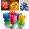 Rotation Coloré Pétales Musique Bougie Enfants Fête D'anniversaire Lotus Mousseux Fleur Bougies Squirt Blossom Flamme Gâteau Accessoire Cadeau