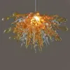 Wholesale Hand Blown Murano Glass Chandelier Lamps Lightings Amber Hanging Pendant Lighting LED Modern Art Decor Chandeliers Large